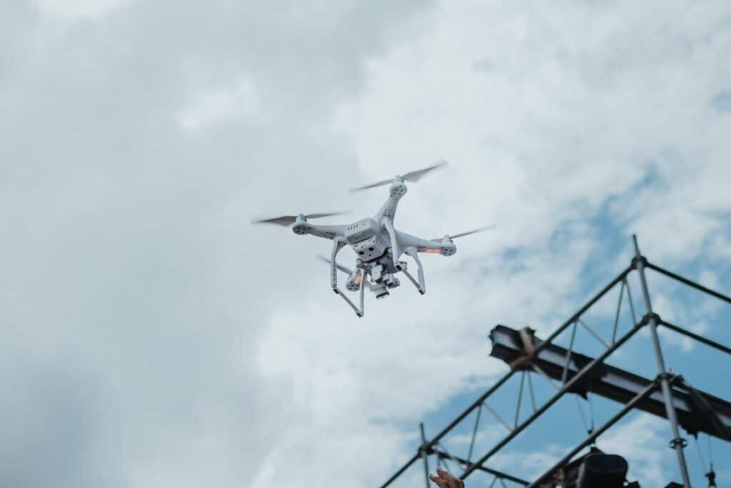 Drone over construction site